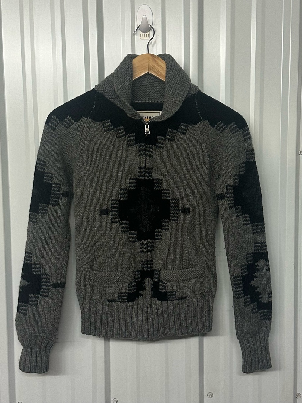 TNA Aritzia Sea Sky Cowichan Wool Cardigan Sweater Vintage Boho